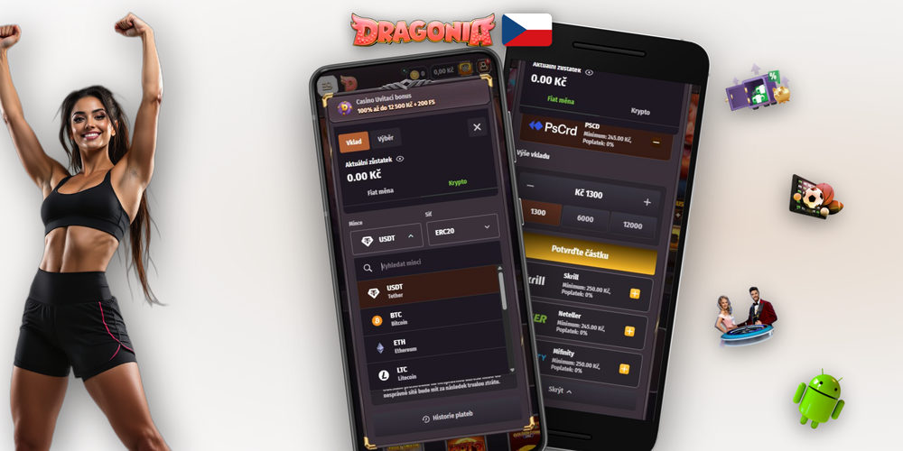 Schéma procesu vkladu v Dragonia Casino od přihlášení po potvrzení platby