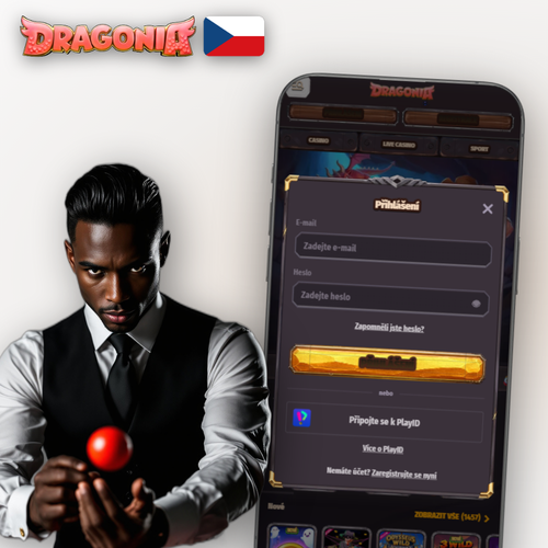 Registrační formulář Dragonia Casino s dračím motivem pro rychlou registraci