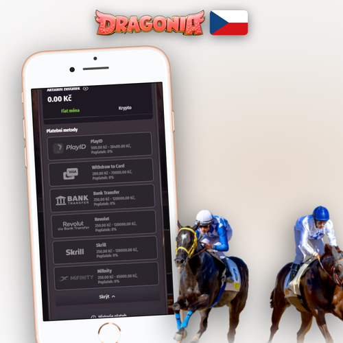 Dragonia Casino výběr peněz – přehledná pokladna s ikonami CZK a dračím motivem
